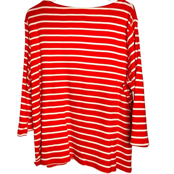 LL Bean Orange Striped Sweater, 100% cotton, Size 3X - Picture 2 of 7